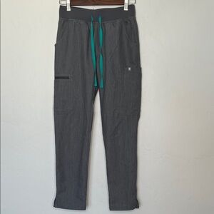 Figs Yola High Waisted 2.0 Scrub Pants Gray Blue Drawstring XXS/P